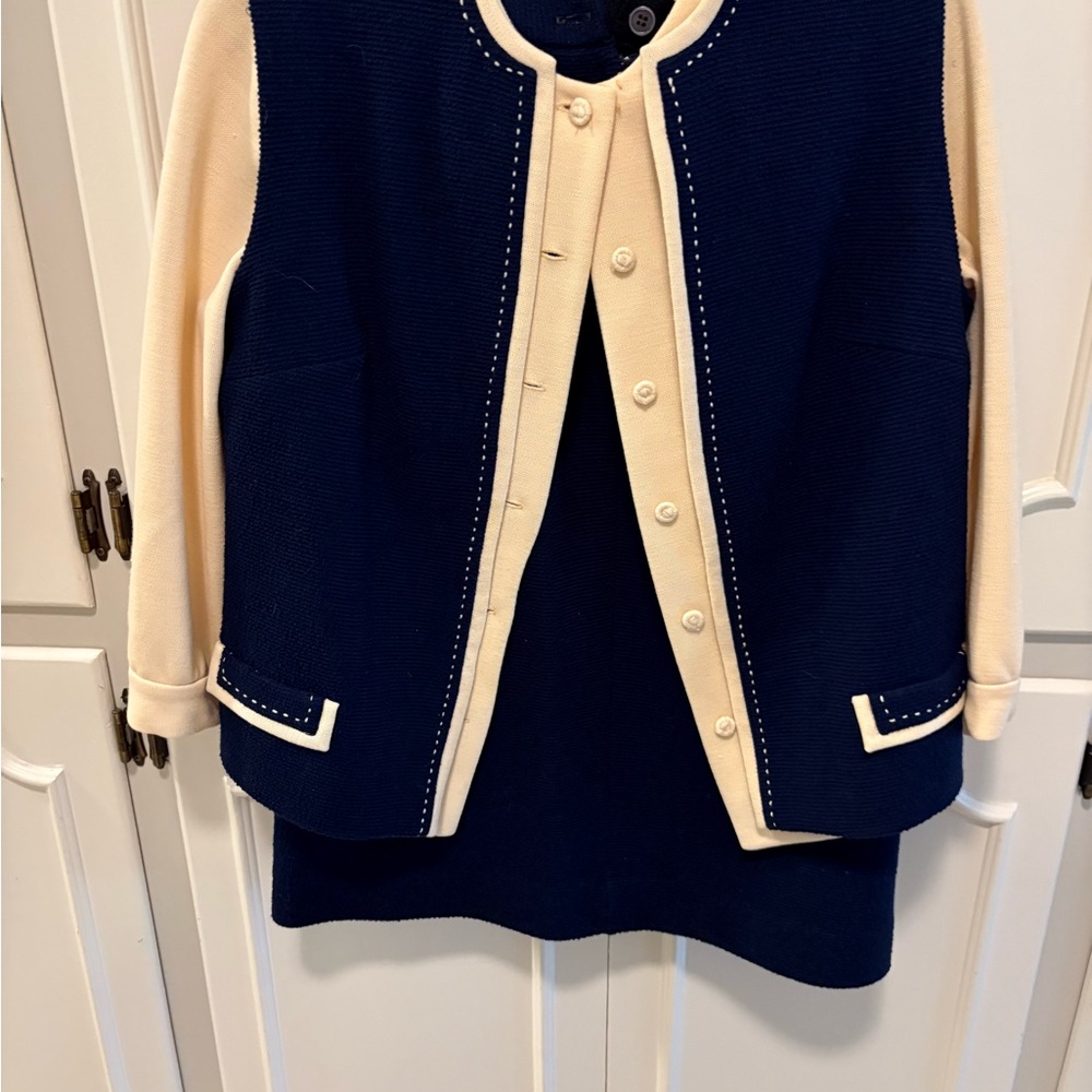 Blue and Cream Vintage Skirt Set